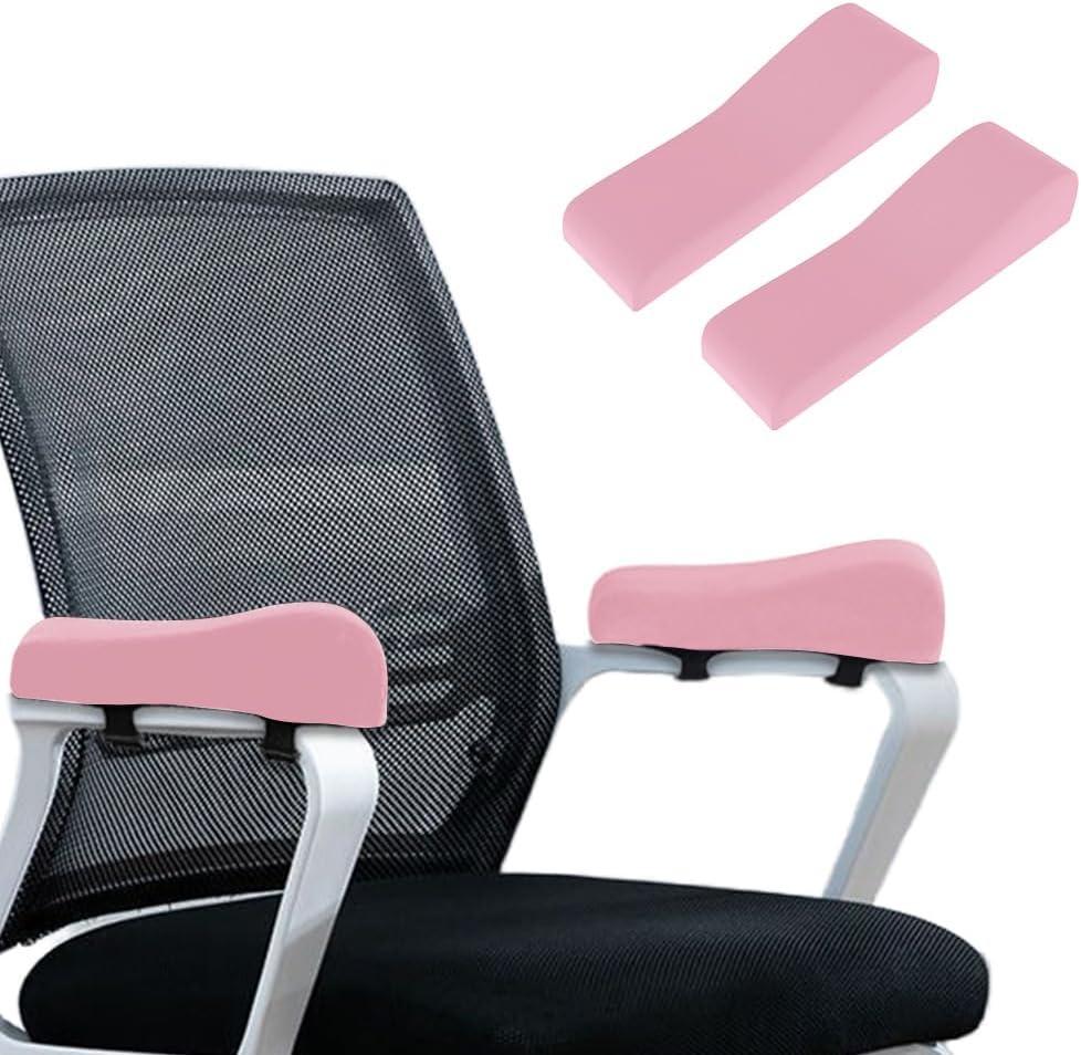 2 Pack Office Chair Armrest Pads Covers,Arm Rest Pad with Memory Foam Elbow Pillow for Forearm Pressure Relief, Arm Rest Covers for Office Chairs, Wheelchair, Comfy Gaming Chair (Pink)