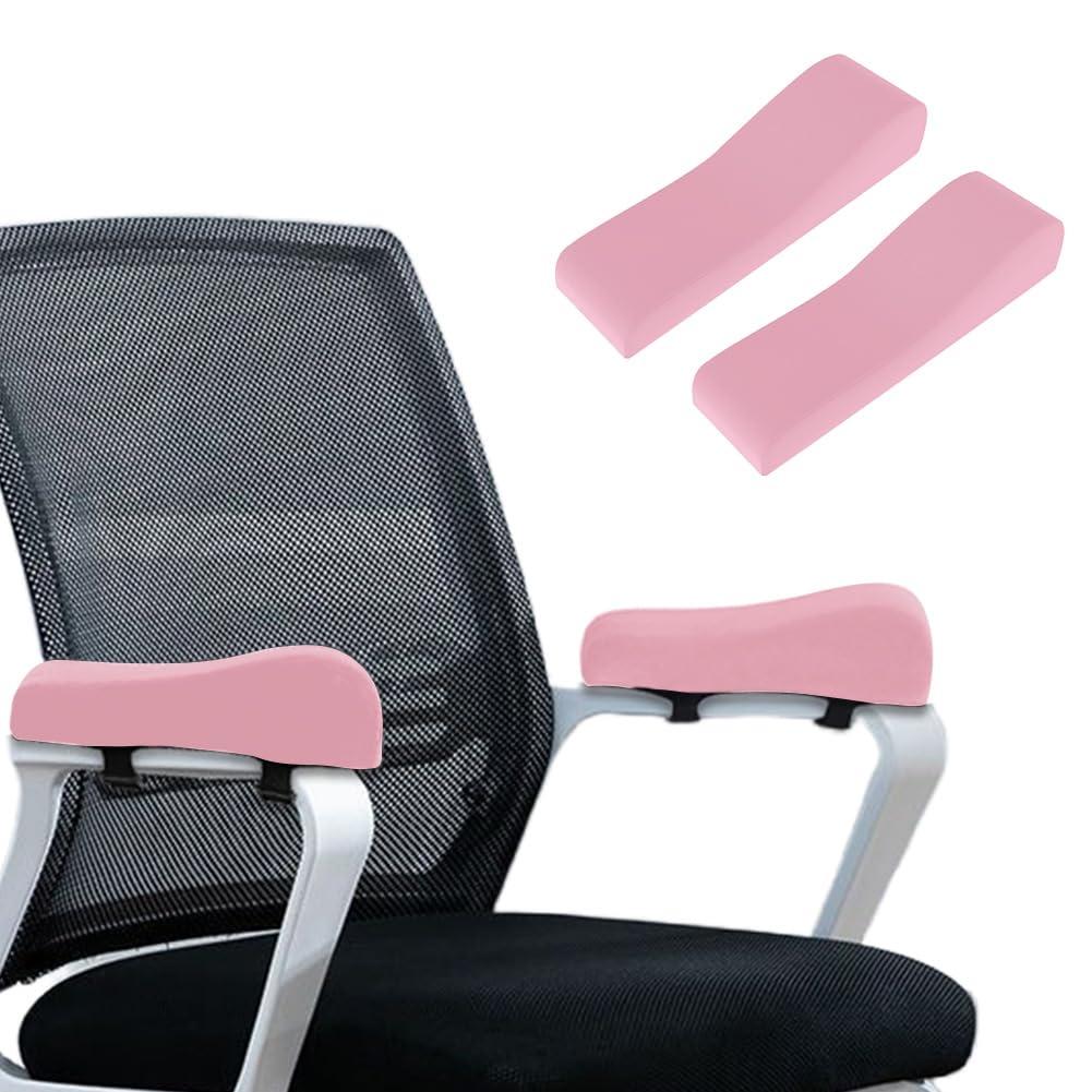 2 Pack Office Chair Armrest Pads Covers,Arm Rest Pad with Memory Foam Elbow Pillow for Forearm Pressure Relief, Arm Rest Covers for Office Chairs, Wheelchair, Comfy Gaming Chair (Pink)