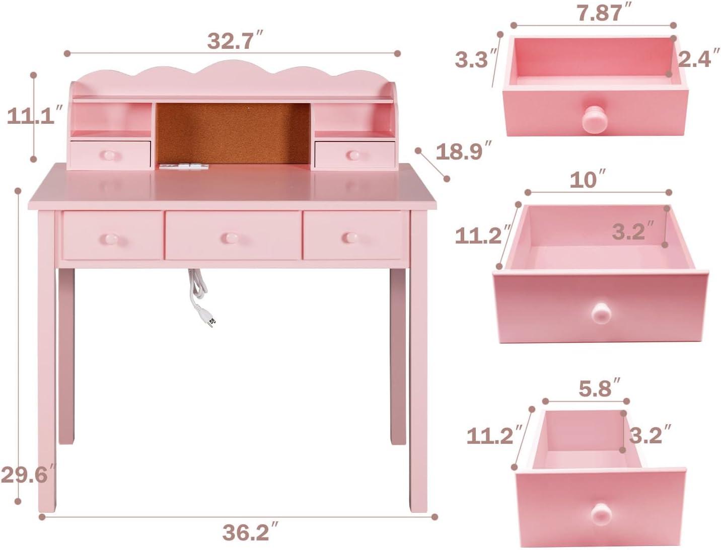 Home Office Furniture Writing Desk,Computer Work Station with Detachable Hutch,5 Drawers()