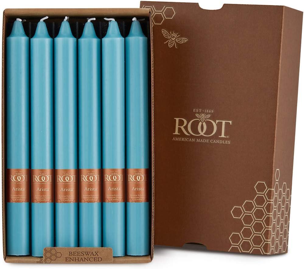 Sky Blue Smooth Beeswax 9-Inch Taper Candles, Set of 12