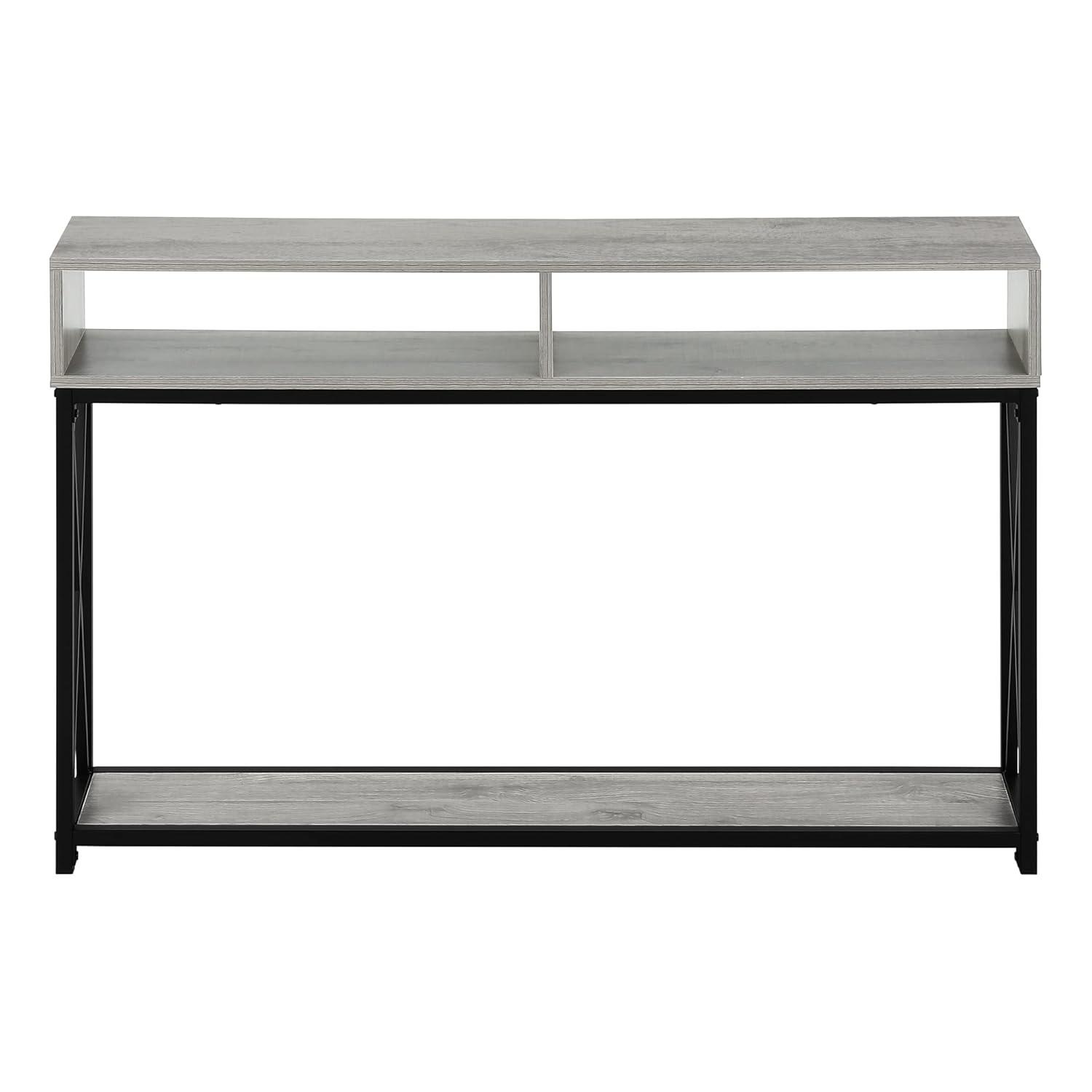 Monarch Specialties Accent Table Console Entryway Narrow Sofa Living Room Bedroom Grey Laminate Black Metal Contemporary Modern