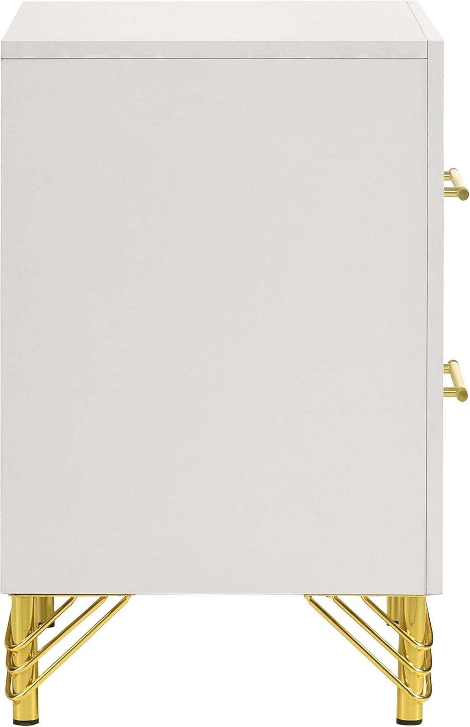 Coaster Lucia Modern 2-drawer Wood Nightstand Bedside Table White and Gold