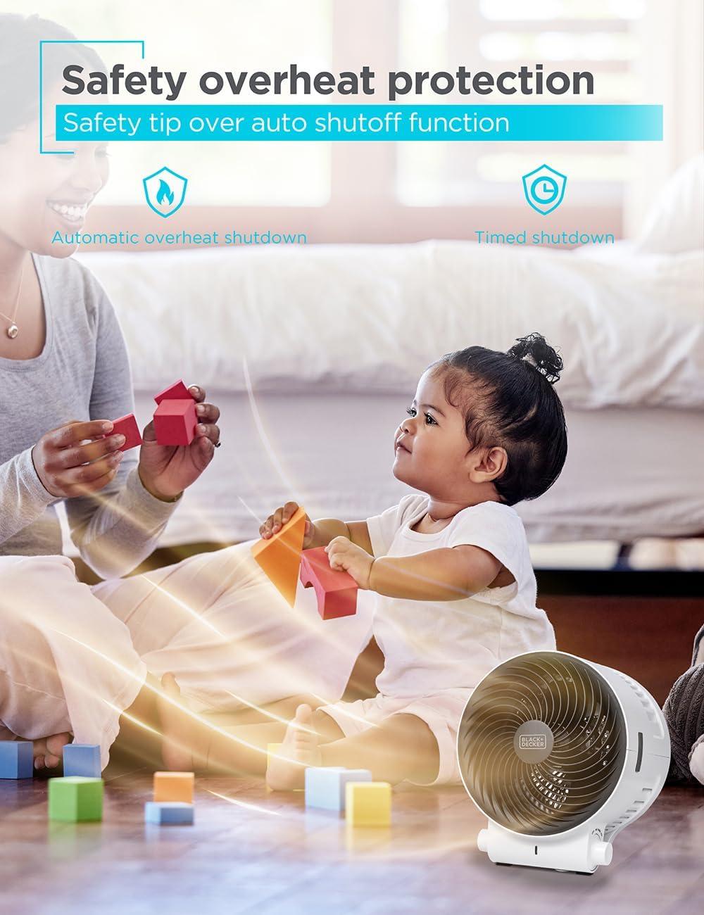 BLACK+DECKER BLACK+DECKER Dual Function Desktop Heater & Fan, 3 Settings, 750W/1500W Space Heate, White