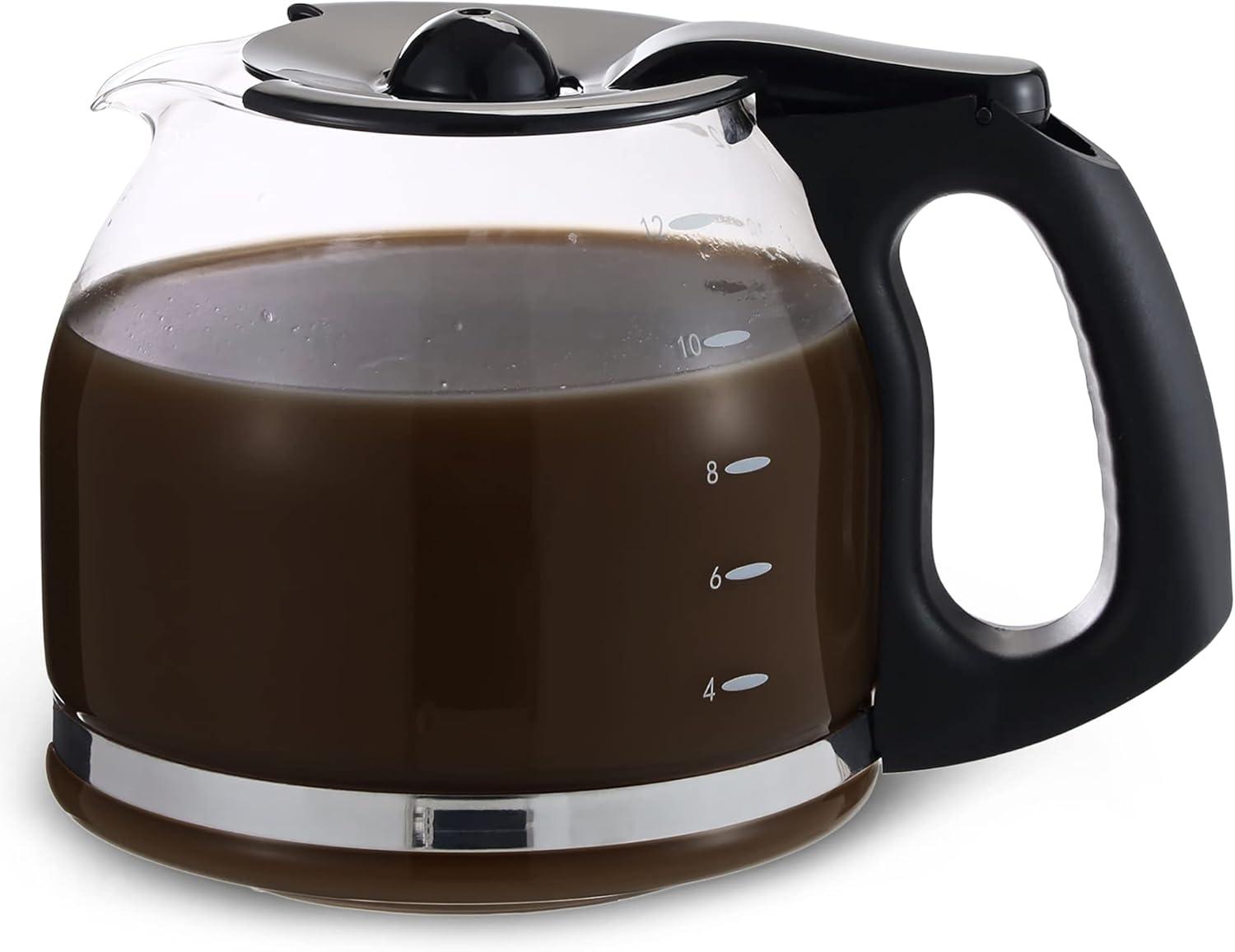 12-Cup Glass Replacement Carafe for Mr. Coffee Model #SK12, SK13, EHX23, JWX31, SJX23, SJX39 (Black, Replaces PLD12-RB)