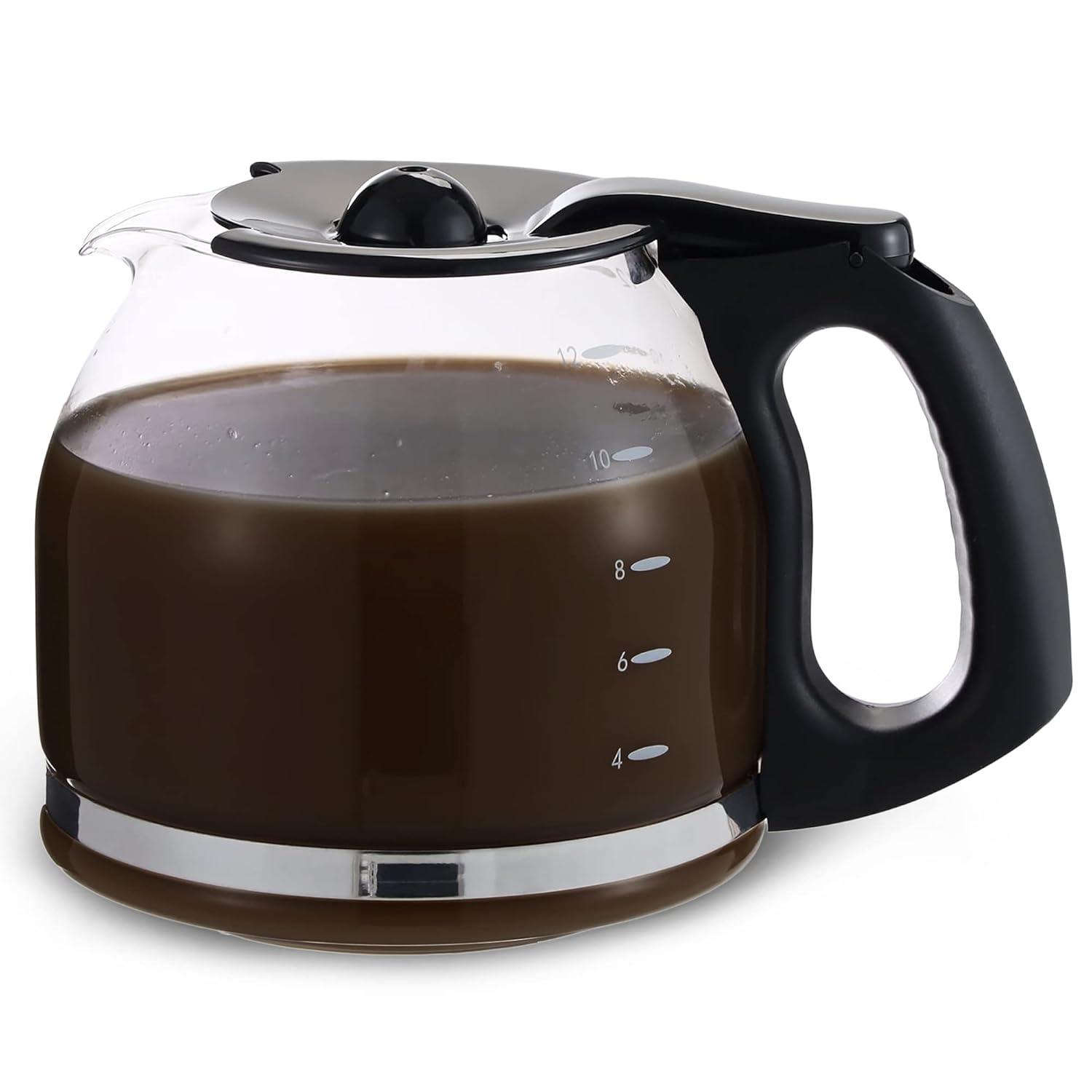 12-Cup Glass Replacement Carafe for Mr. Coffee Model #SK12, SK13, EHX23, JWX31, SJX23, SJX39 (Black, Replaces PLD12-RB)