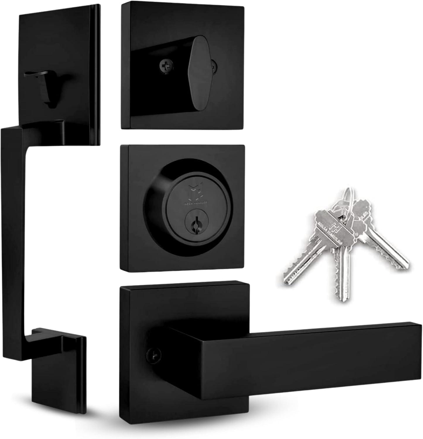 Mega Handles TOBELLE SQUARE Door Lock, Keyless Interior Door Handle Set for Hallway, Closet, Bathroom, Door Lever Interior, Lock, Door Handle - Heavy Duty Design