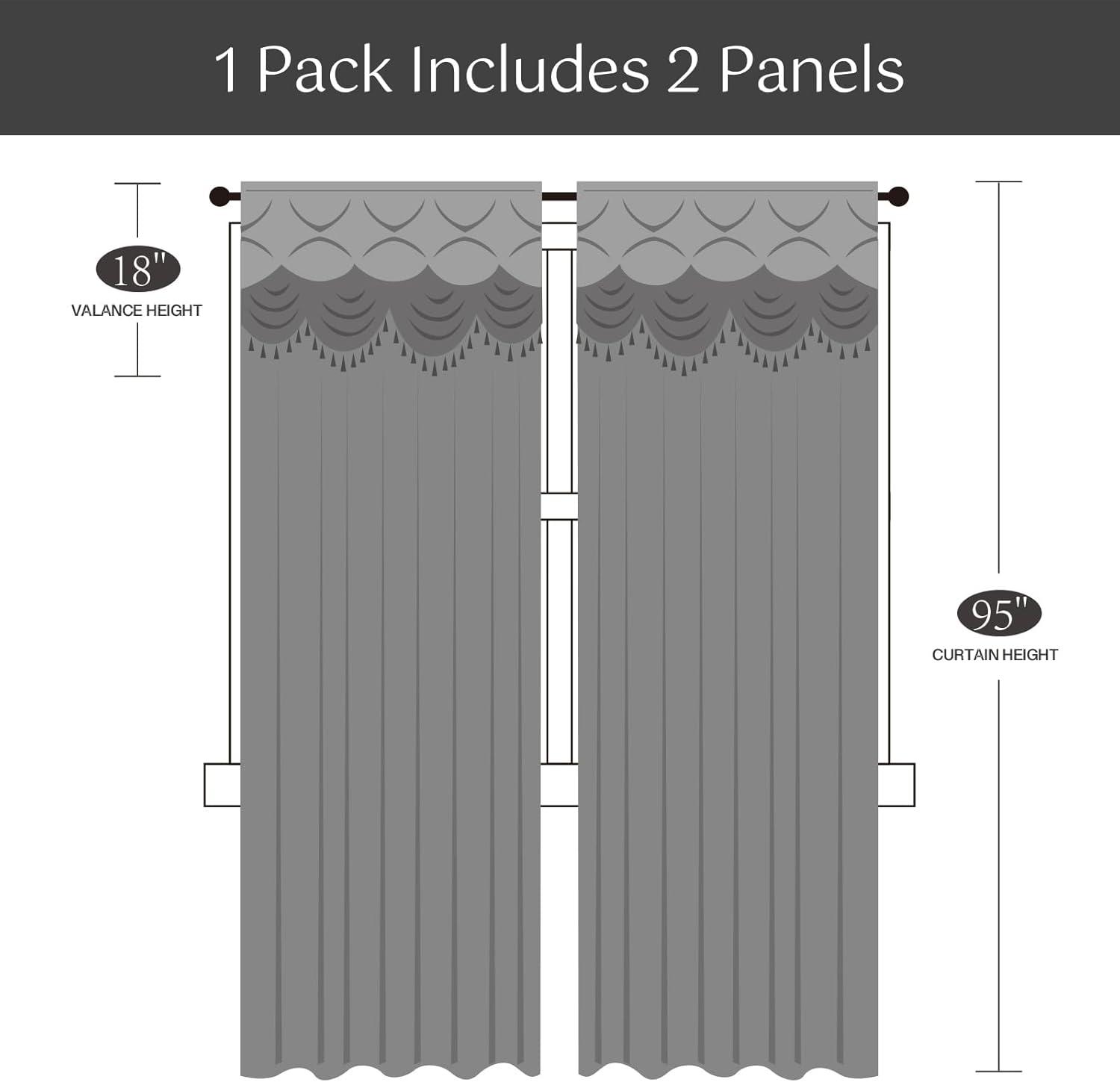 Red Barrel Studio® Embroidery Sheer Curtain 2 Panels Set Luxury Window Curtain Attached Valance With Satin Backing And 2 Tie Backs