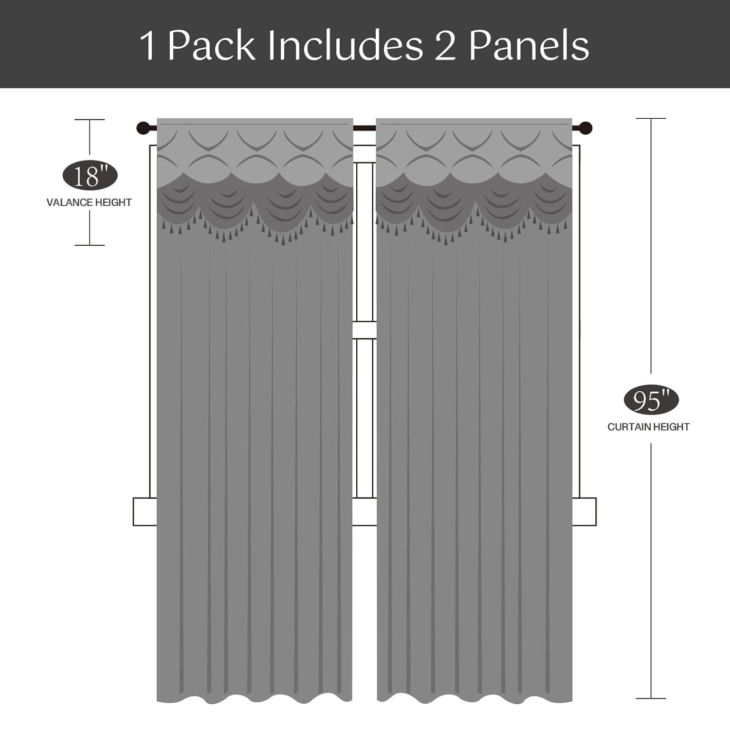 Red Barrel Studio® Embroidery Sheer Curtain 2 Panels Set Luxury Window Curtain Attached Valance With Satin Backing And 2 Tie Backs