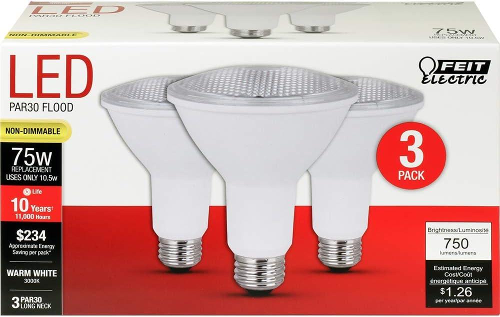 Feit Electric PAR30 E26 (Medium) LED Bulb Warm White 75 Watt Equivalence 3 pk