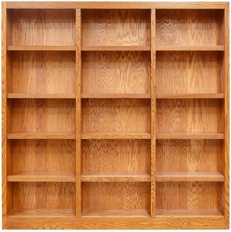 Bowery Hill 72" Tall 15-Shelf Triple Wide Wood Bookcase in Dry Oak
