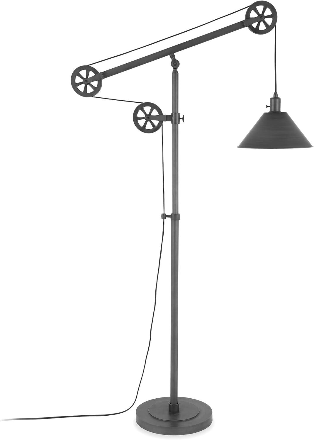 Adjustable Bronze Metal Floor Lamp with Pulley System