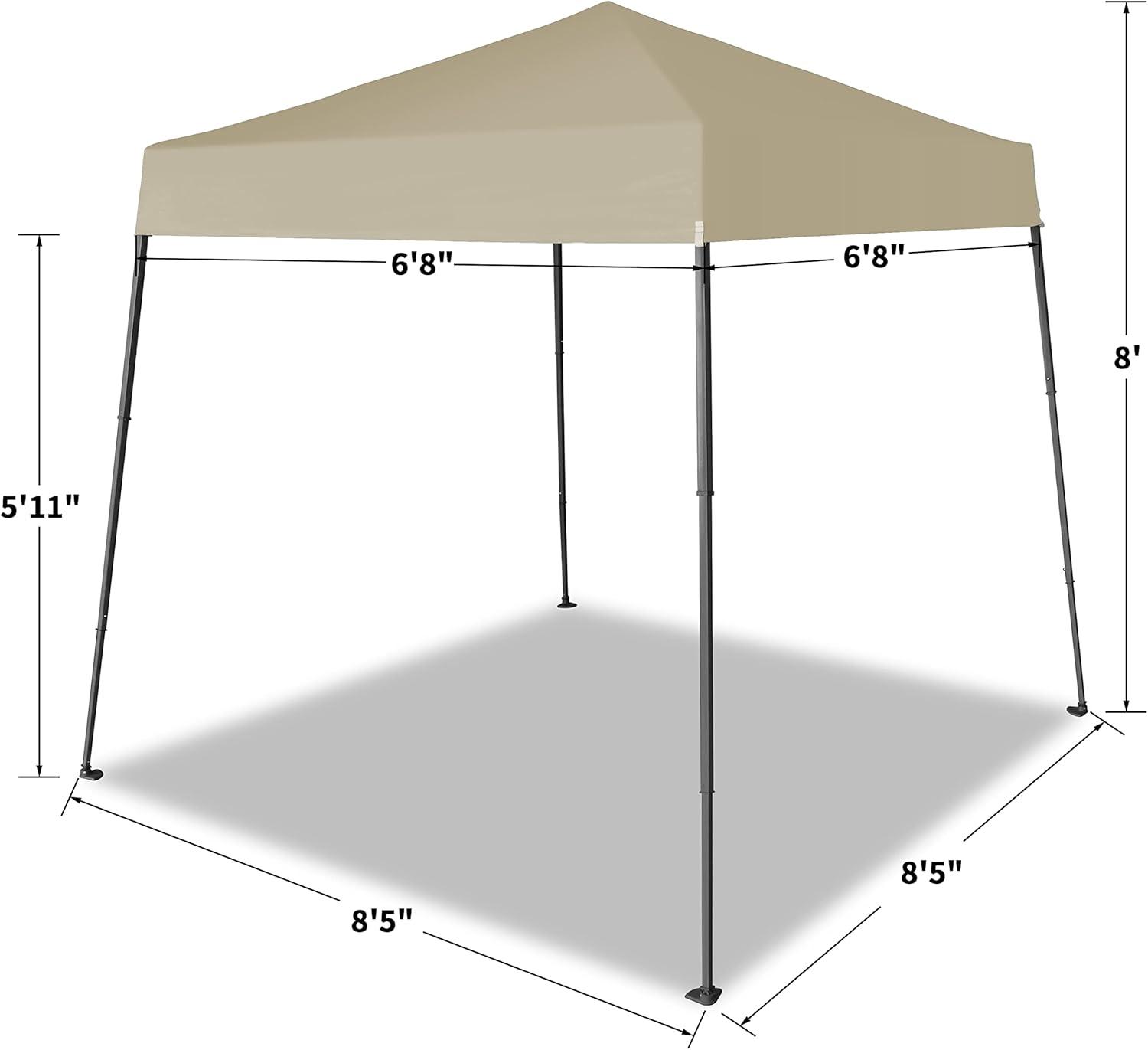 Beige 6.5'x6.5' Pop-Up Canopy Tent with Steel Frame