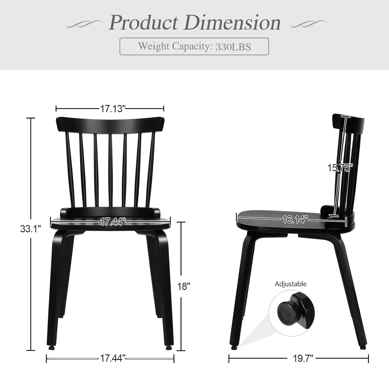 Dining Chair Set of 2 Solid Wood Farmhouse Windsor Style Side Chair for Dining Room Kitchen Office