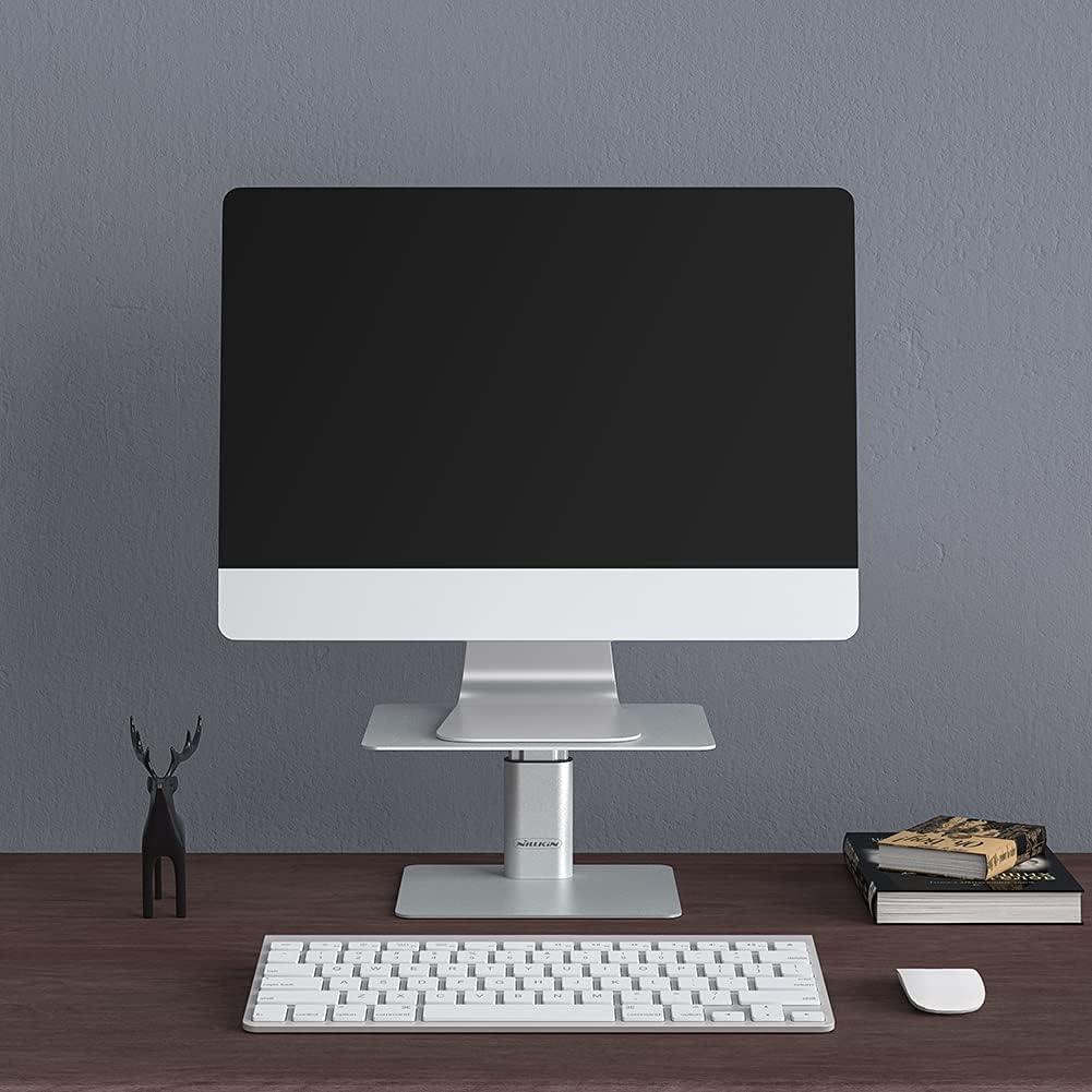 Nillkin Monitor Stand Riser for Desk, Adjustable Height Computer Monitor Stand, Ergonomic Aluminum Computer Desk Holder for iMac,MacBook, Dell, HP, Lenovo and Other Screen Display, Black