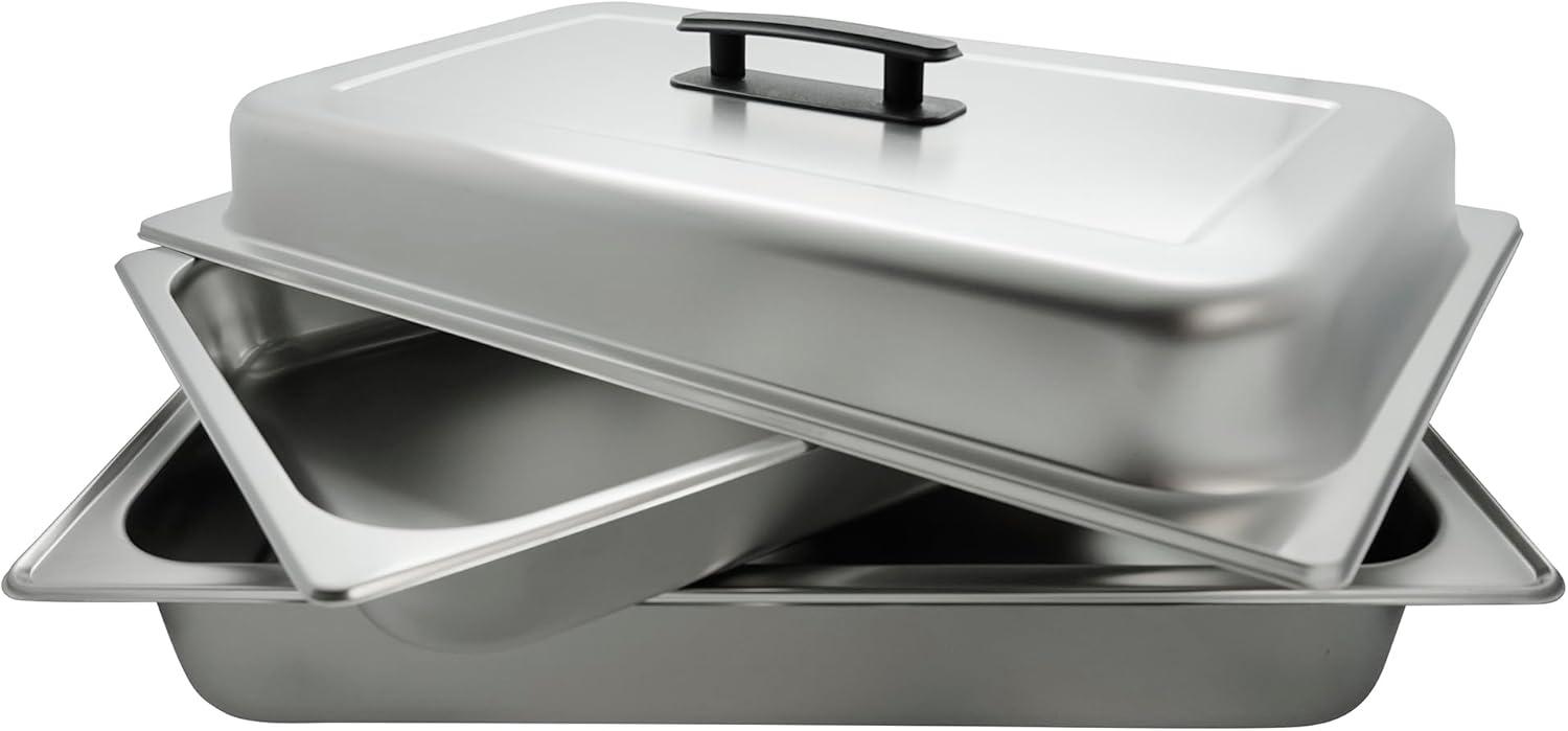 Full-Size Silver Stainless Steel Catering Chafer with Plastic Handle
