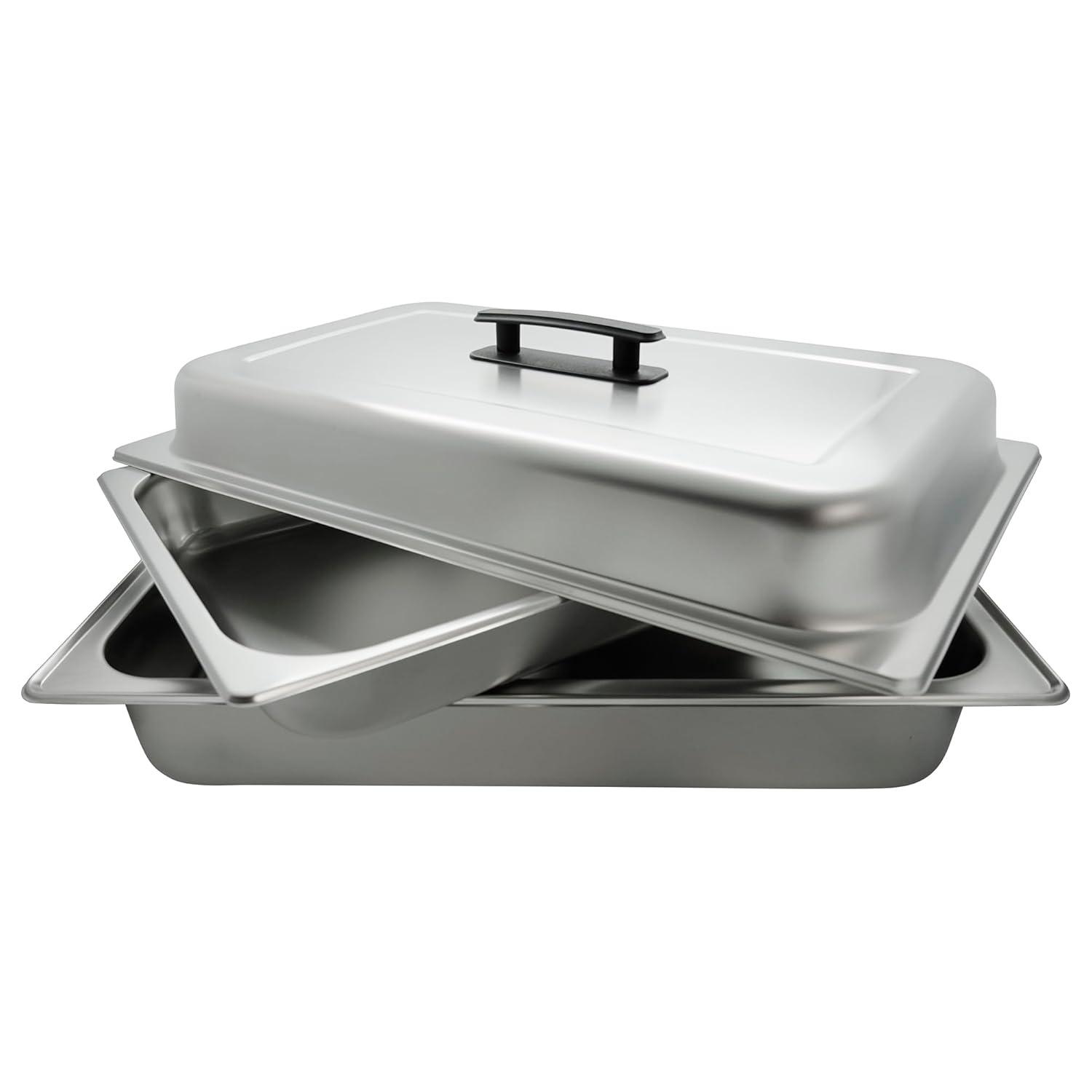 Full-Size Silver Stainless Steel Catering Chafer with Plastic Handle