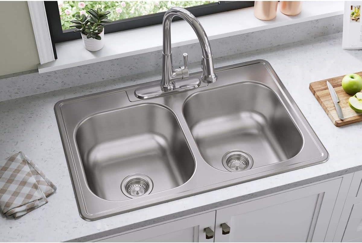 Elkay Dayton Stainless Steel 33" x 22" x 8-1/16", Equal Double Bowl Drop-in Sink