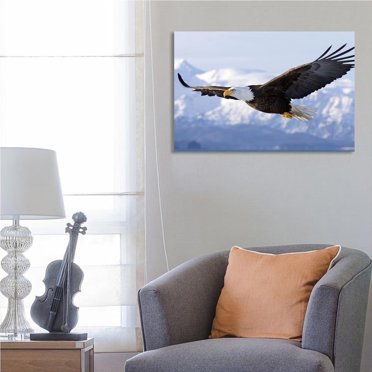 AFLE Bald Eagle Poster,Flying Bird Wildlife,Canvas Wall Art For Living Room Decor Aesthetic Vintage Posters & Prints,College Posters For Guys Cuadros Para Dormitorios,16x24 inches,Unframed