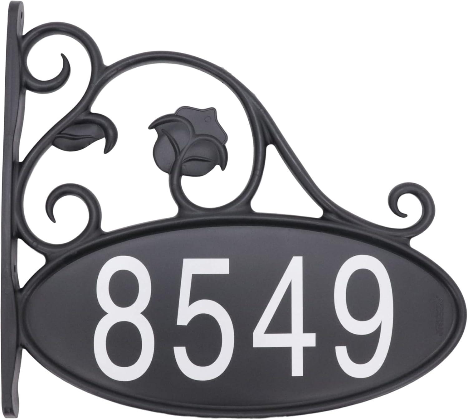 Black Oval Reflective Plastic Lamppost Address Plaque