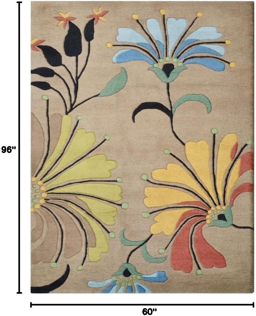 Rugsotic Carpets Hand Tufted Wool Eco-Friendly Area Rugs - 5'x8', Rectangle, Camel, Modern Contemporary Design, High Pile Handmade Anti Skid Rugs for Living Room, Bed Room (K00219)