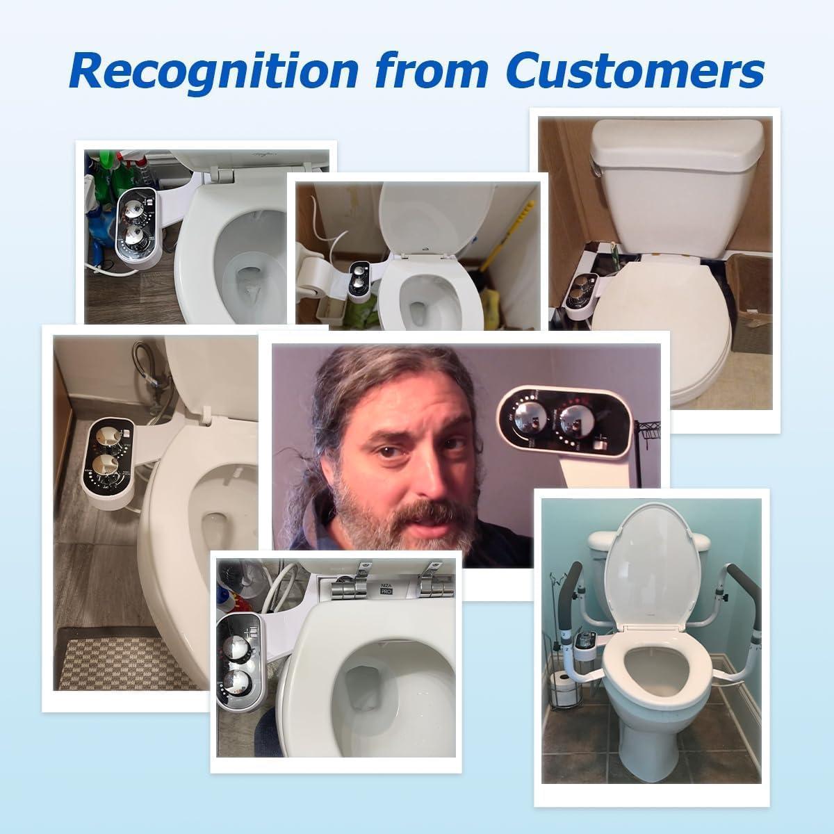 Hot and Cold Bidet Attachment for Toilet, Ultra-Slim Bidet Attachment Warm Water, Non-Electric Adjustable Pressure Self Cleaning Sprayer Nozzle Control for Posterior, Feminine Wash (Chrome)