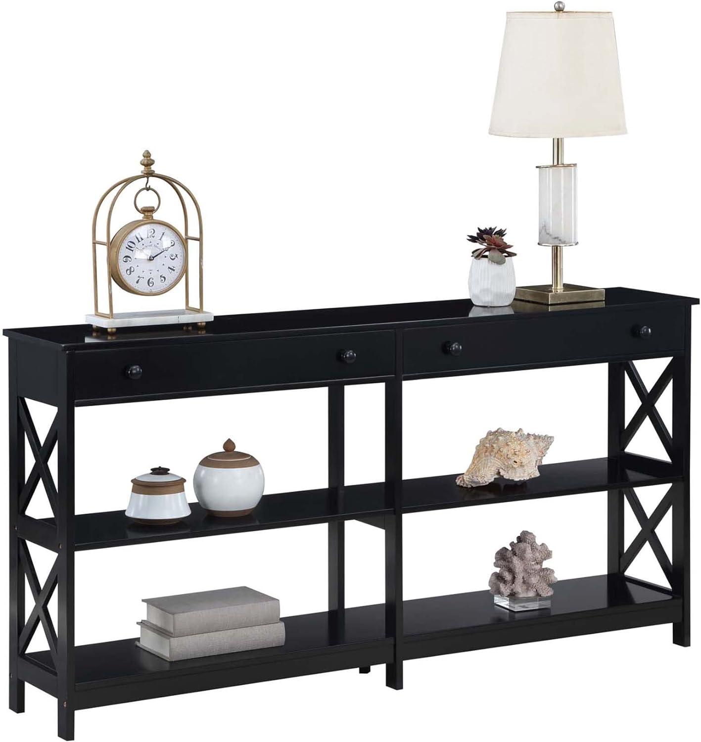 Oxford Black 60" Wood & Metal Console Table with Storage