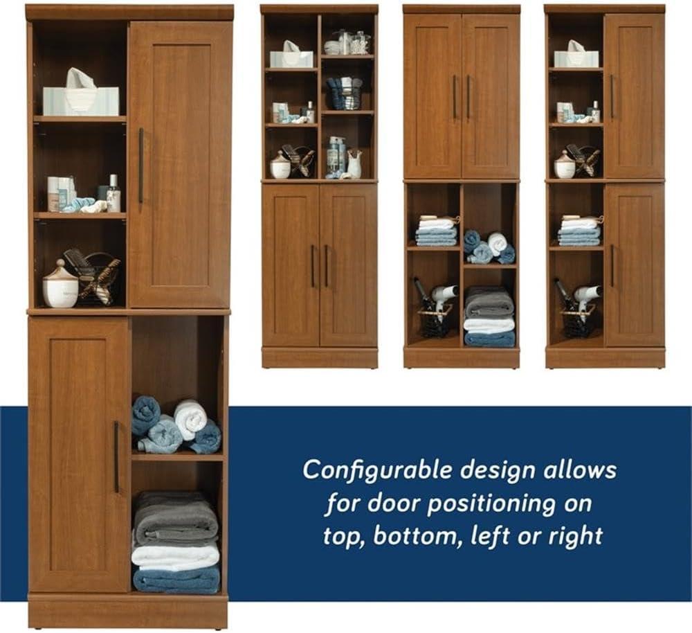 Sienna Oak Adjustable Shelving Tall Storage Cabinet