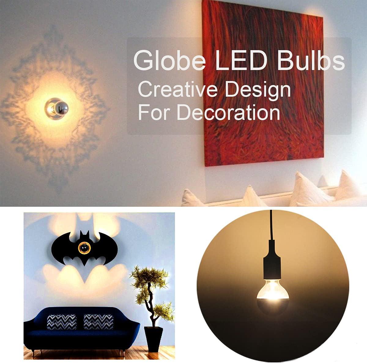 Half Chrome Light Bulb,LED Edison Bulbs 6W(60W Equ),Dimmable G80/G25 Globe Shape,Decorative Half Silver Reflected Bulb,2700K Soft White E26 for Wall Sconce,Vanity,Pack of 4