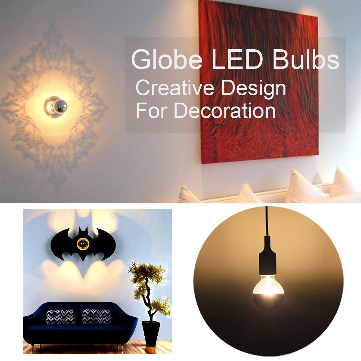 Half Chrome Light Bulb,6W (60W Equivalent) Dimmable LED Edison Bulb,G80/G25 Globe Shape Decorative LED Bulbs,Half Gold Reflected Light 2700K Soft White E26 Base Pack of 4