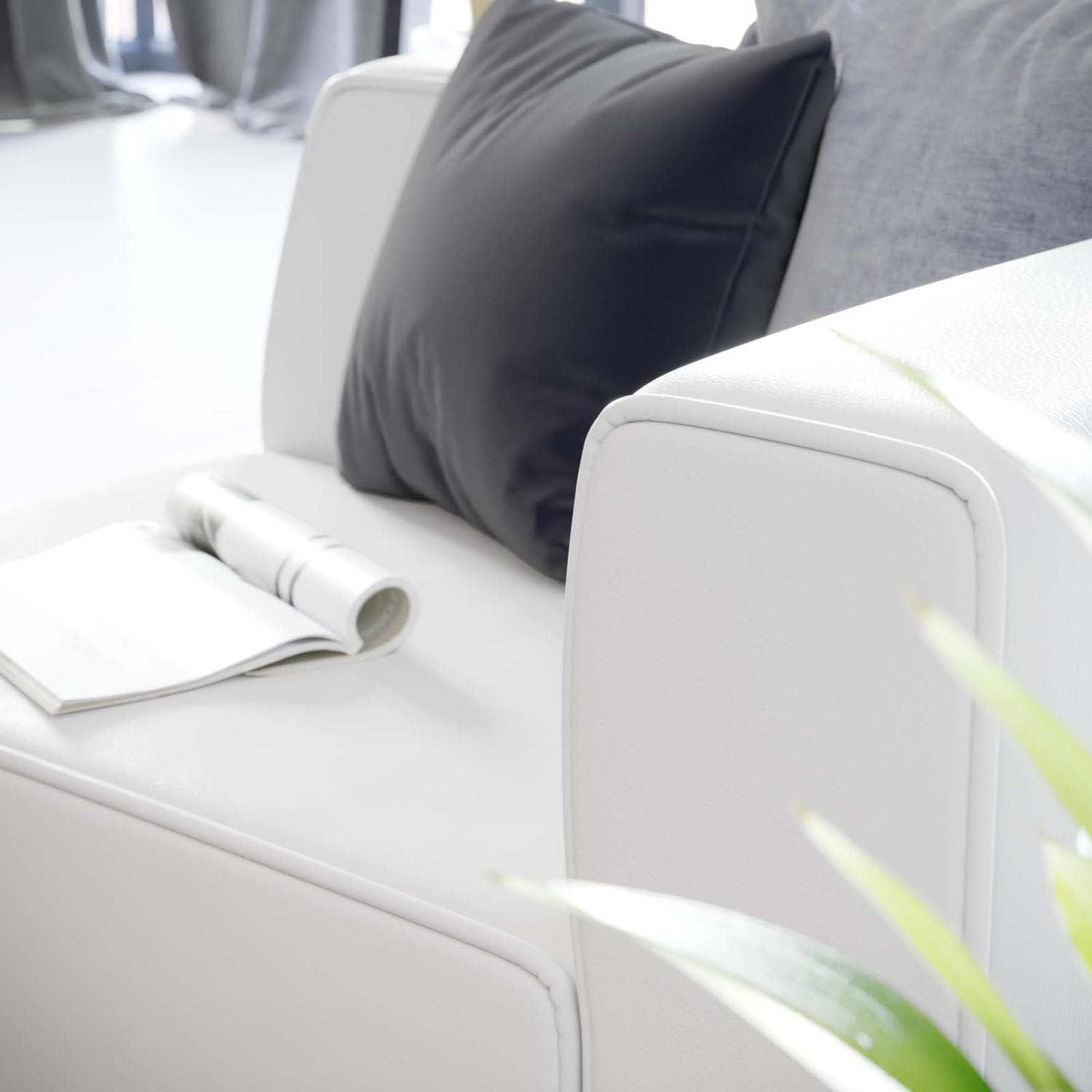 Modway Mingle Vegan Leather Right Armchair White: Modern Faux Leather, No Assembly, Wood Frame