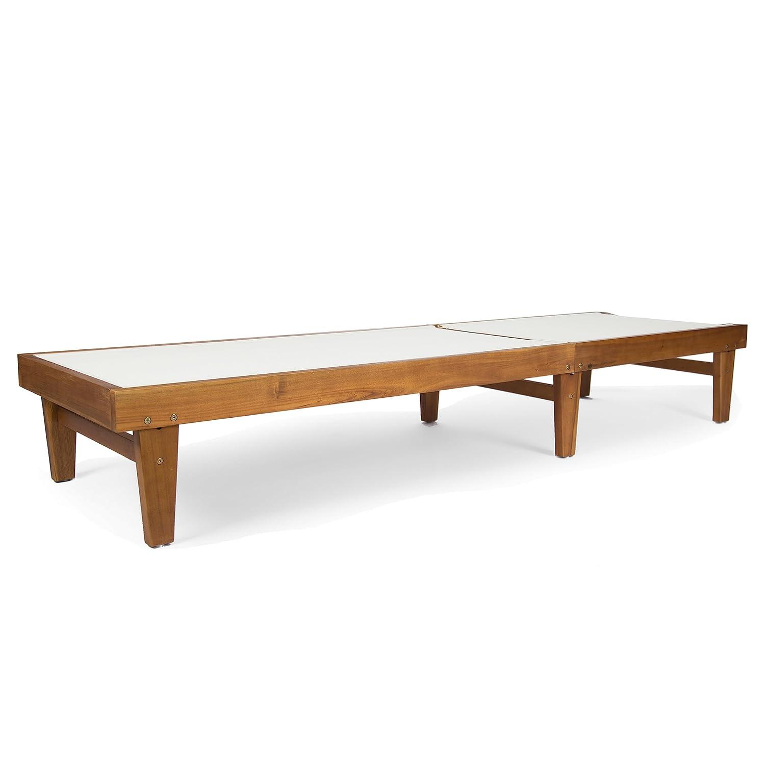 Summerland Acacia Wood Chaise Lounge -Teak/White - Christopher Knight Home: Weather-Resistant Patio Furniture