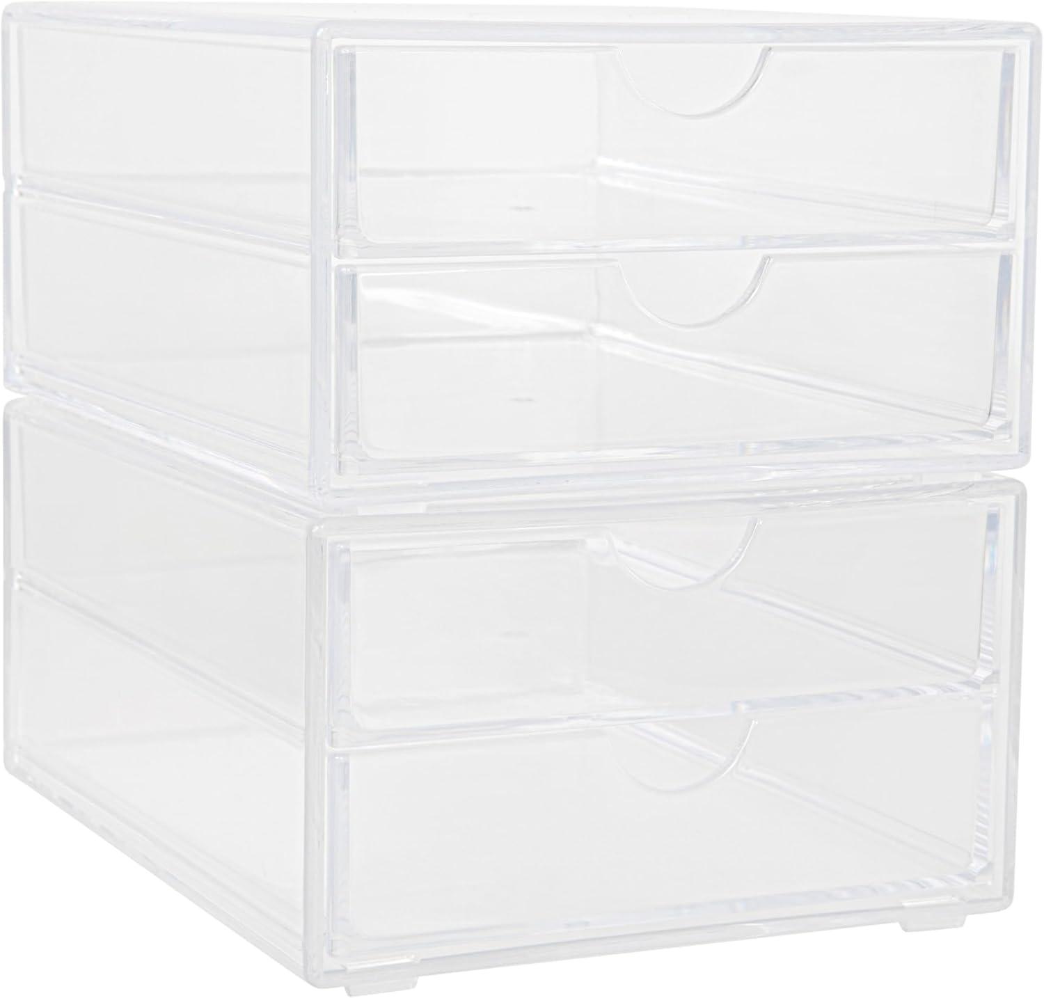 Clear Plastic Stackable Desktop Organizer with 2 Drawers