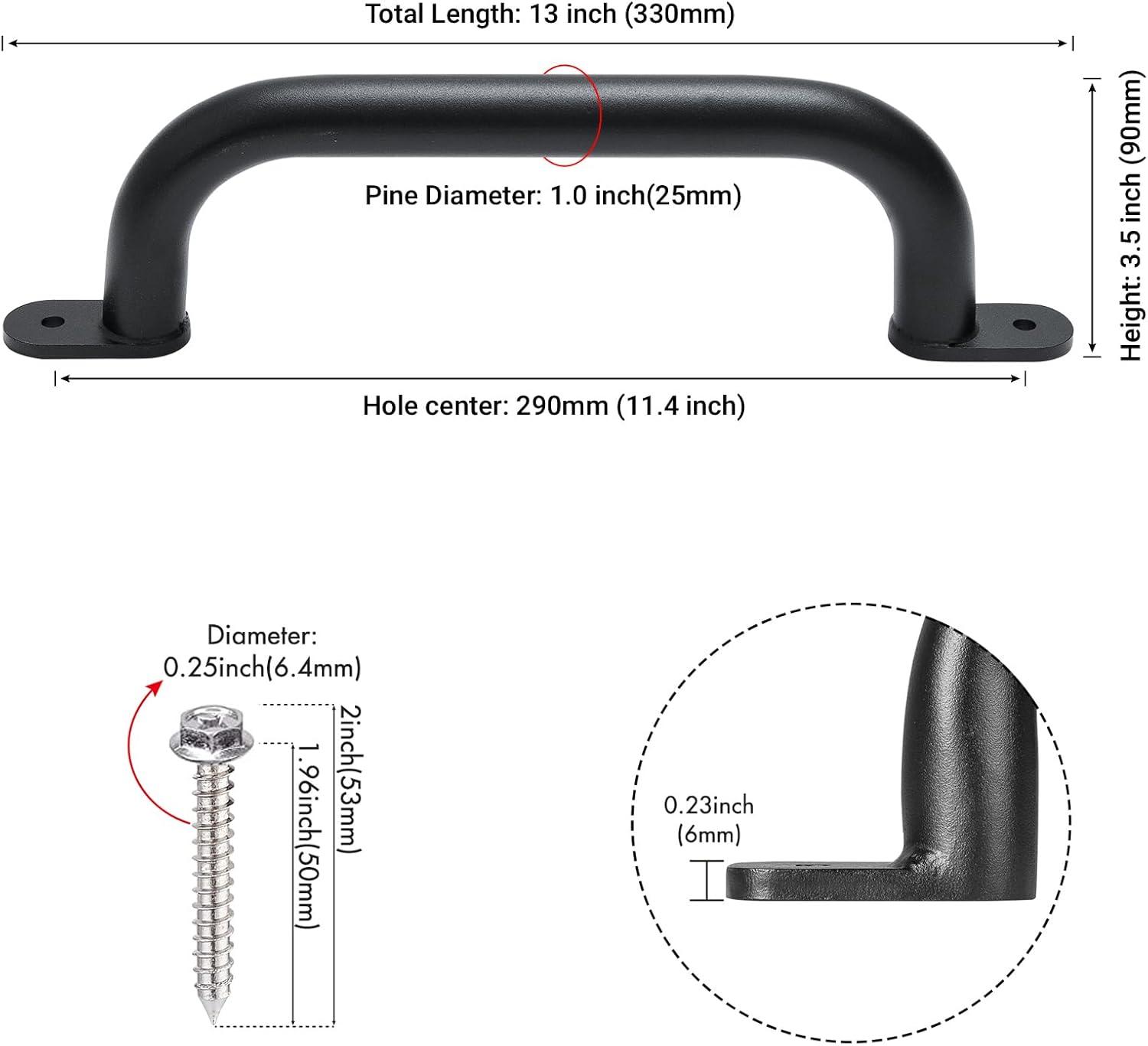 13'' Black Metal Playground Safety Handles Pack of 2 - Playset Handles, Swing Set Grab Handle, Playhouse Grab Bar, Hand Grip for Jungle Gym, Home Gym, Treehouse