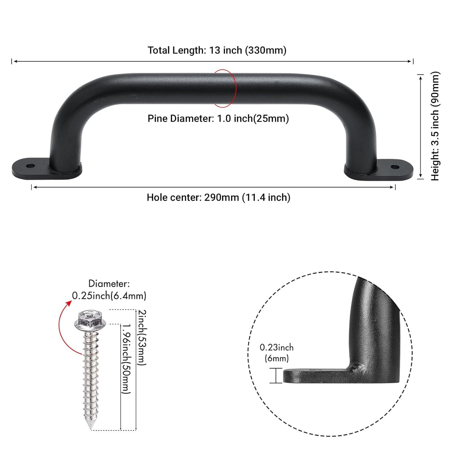 13'' Black Metal Playground Safety Handles Pack of 2 - Playset Handles, Swing Set Grab Handle, Playhouse Grab Bar, Hand Grip for Jungle Gym, Home Gym, Treehouse