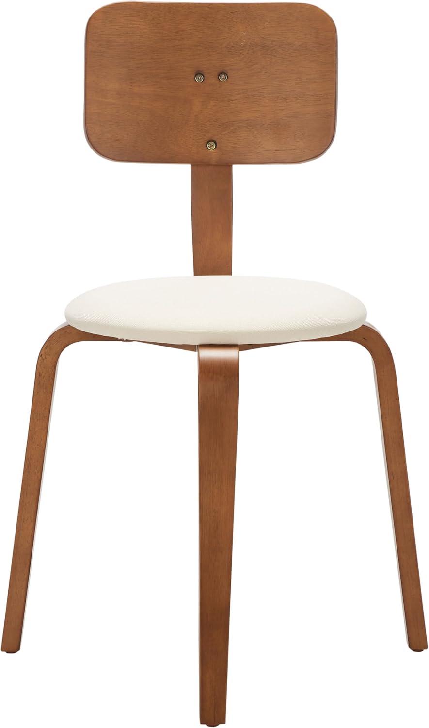 Jo Stackable Upholstered Dining Chairs (Set of 2) - DCH1010 - Walnut/Cream - Safavieh