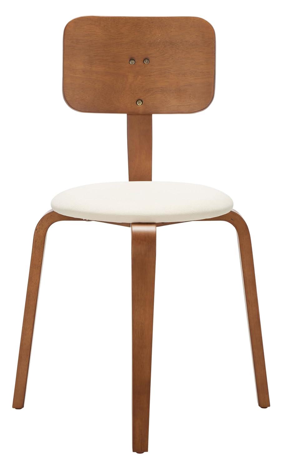 Jo Stackable Upholstered Dining Chairs (Set of 2) - DCH1010 - Walnut/Cream - Safavieh