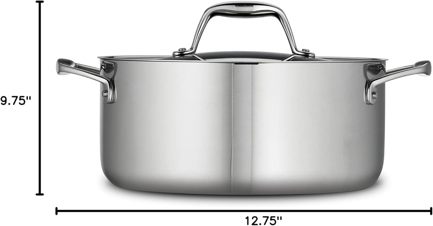 Tri-Ply Clad 5-Quart Stainless Steel Round Dutch Oven