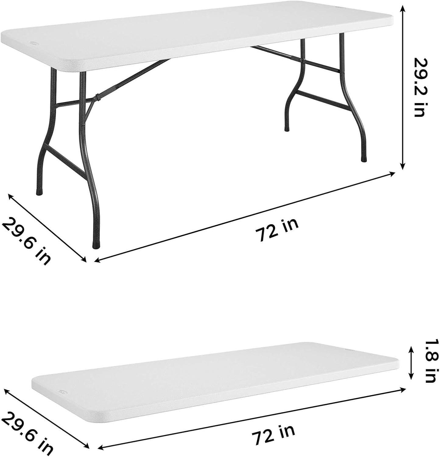 COSCO 6' Resin Folding Banquet Table, White