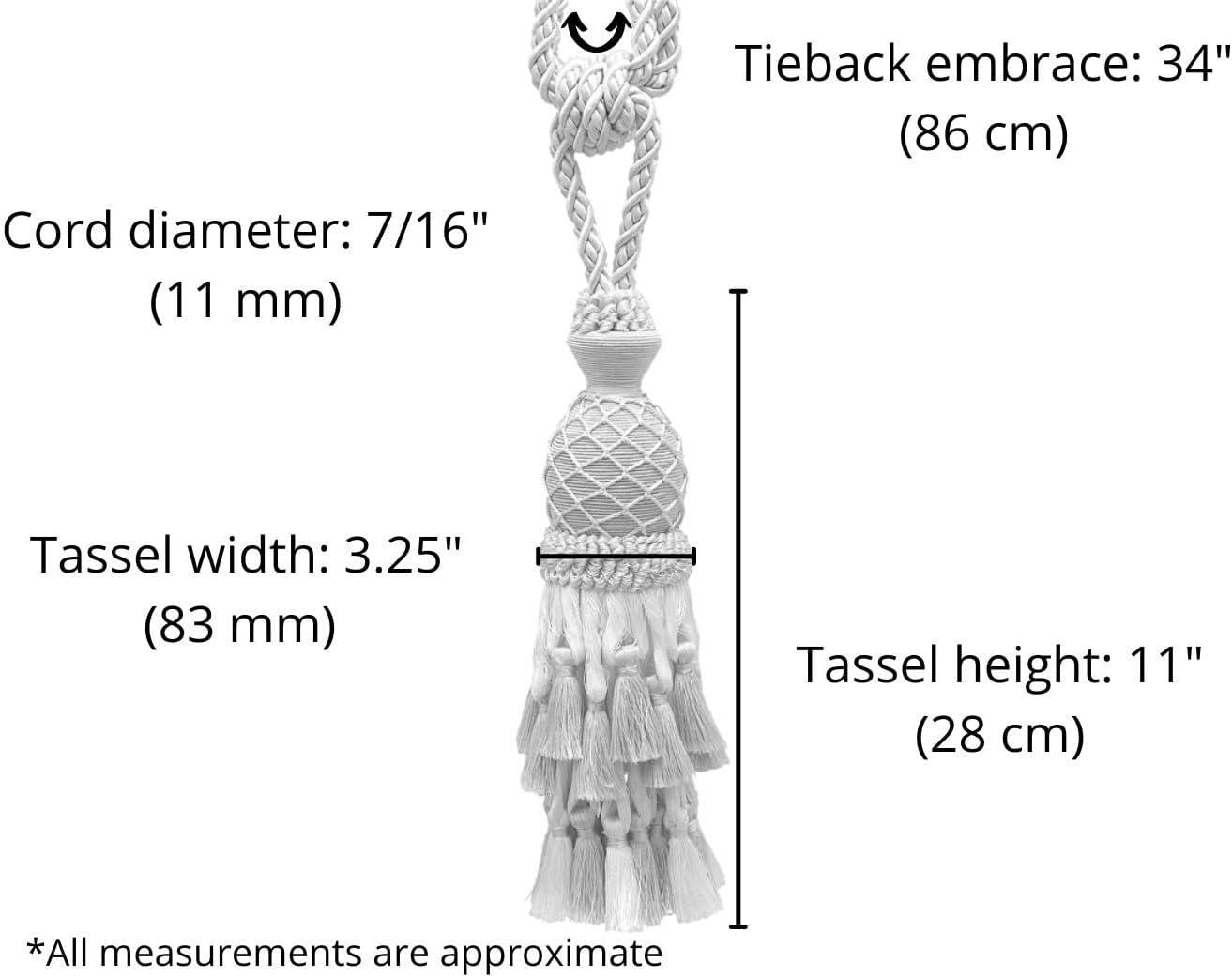 DECOPRO Lavish Large Curtain Tassel Tieback, Hand Crafted - Luxurious Drapery Accessory, Tassel Length 11" (27.5cm), Spread 34" (86cm) # TBIL1, #1152 Set of 2