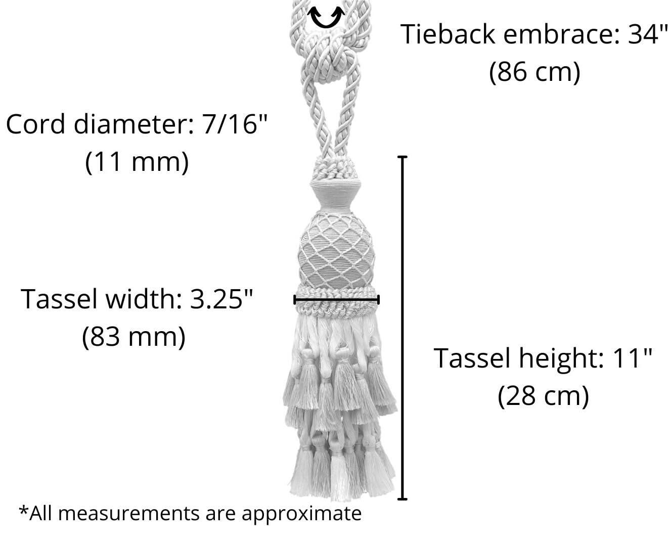 DECOPRO Lavish Large Curtain Tassel Tieback, Hand Crafted - Luxurious Drapery Accessory, Tassel Length 11" (27.5cm), Spread 34" (86cm) # TBIL1, #1152 Set of 2