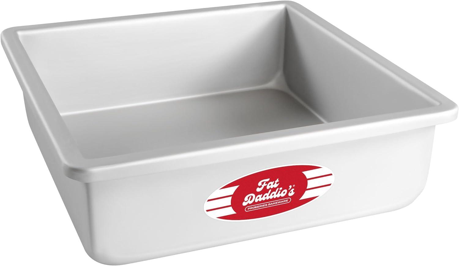 Fat Daddio's Square Cake Pan Seamless Squarebake Corners, 9x9x3, with a Lumintrail Spoon Set