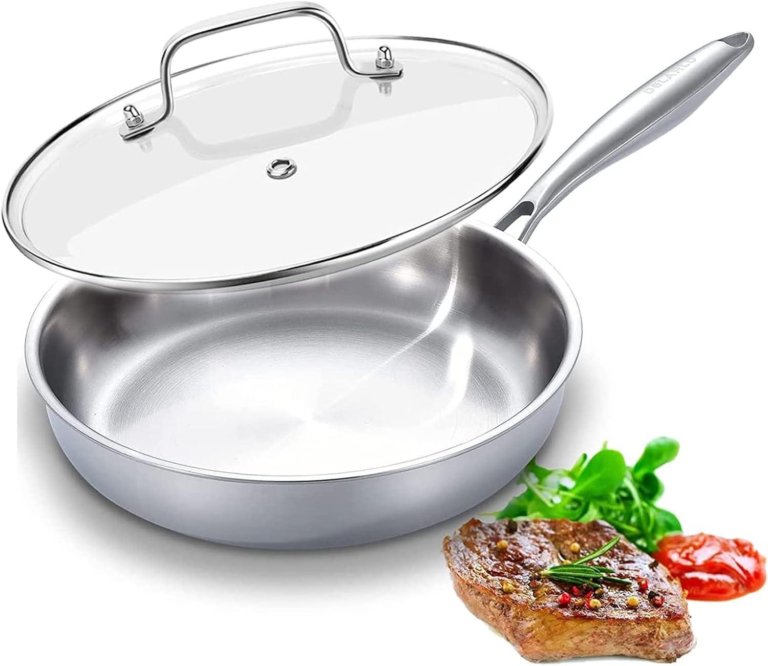 12-Inch Stainless Steel Non-Stick Frying Pan with Lid