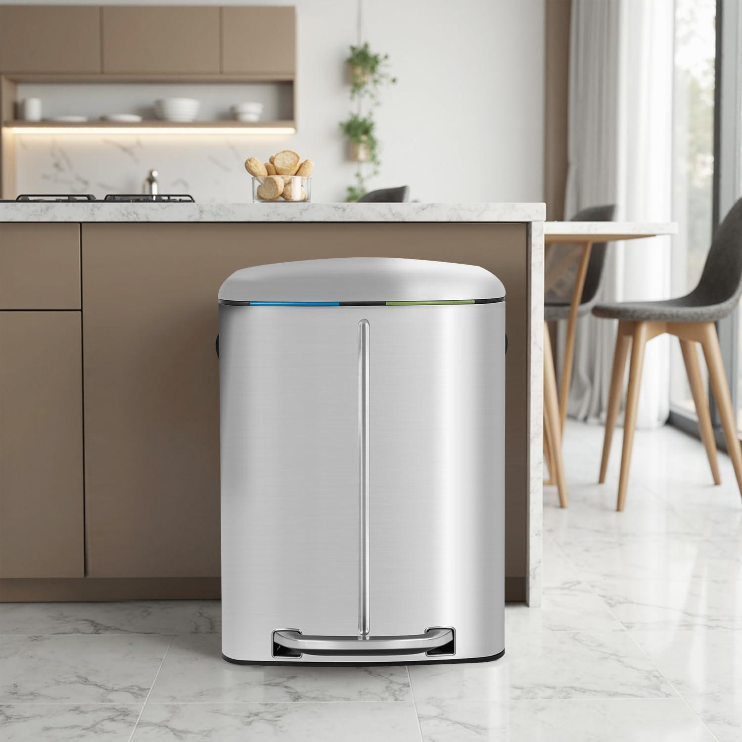FDW Steel Step On Trash Can - 13 Gallons