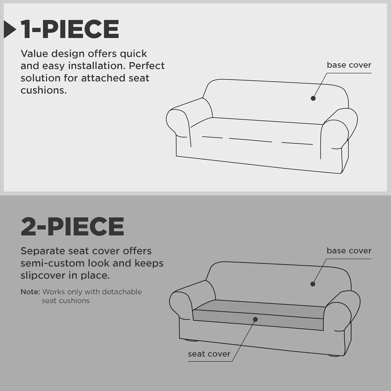 Zenna Home Recycled Cotton Sofa Slipcover, 1-Piece, Dark Blue Heather