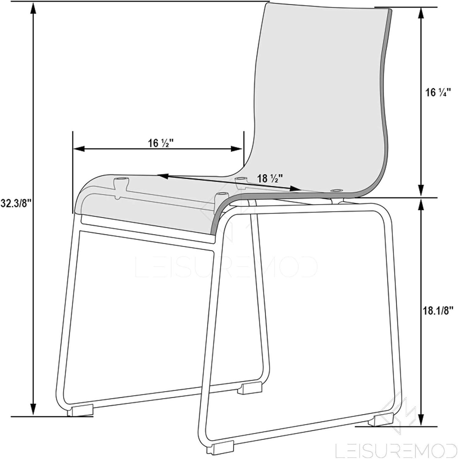 LeisureMod Lima Acrylic Chrome Finish Steel Frame, Stackable Accent Side Chair for Kitchen and Dining Room (Clear)