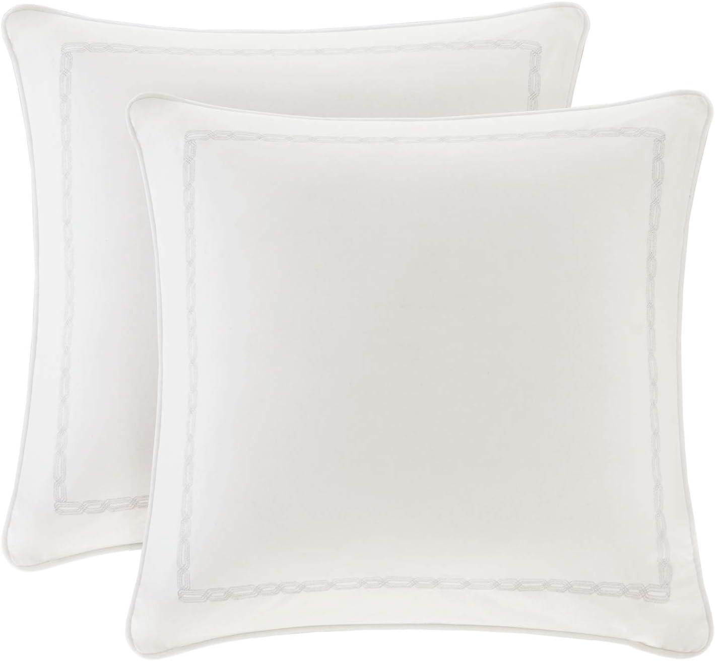 Hollywood Glam White Jacquard Queen Comforter Set with Embroidered Pillows