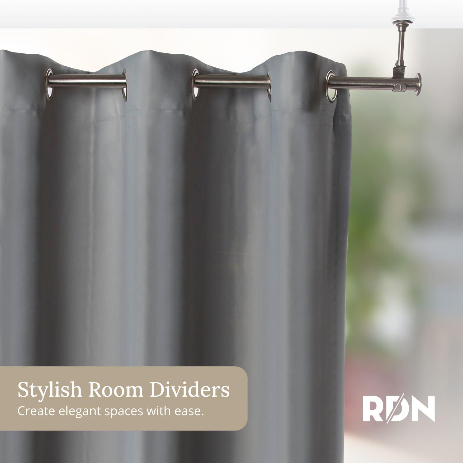 Room/Dividers/Now Adjustable Ceiling Mounted Curtain Rod - Extra Long 108-168 Inch Extendable Heavy Duty Rods for Walls, Ceilings, Windows and Room Partitions - Silver