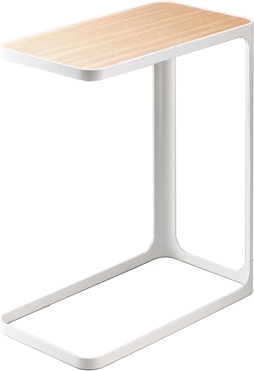 Minimalist Metal and Wood C-Shaped Side Table - Compact and Versatile