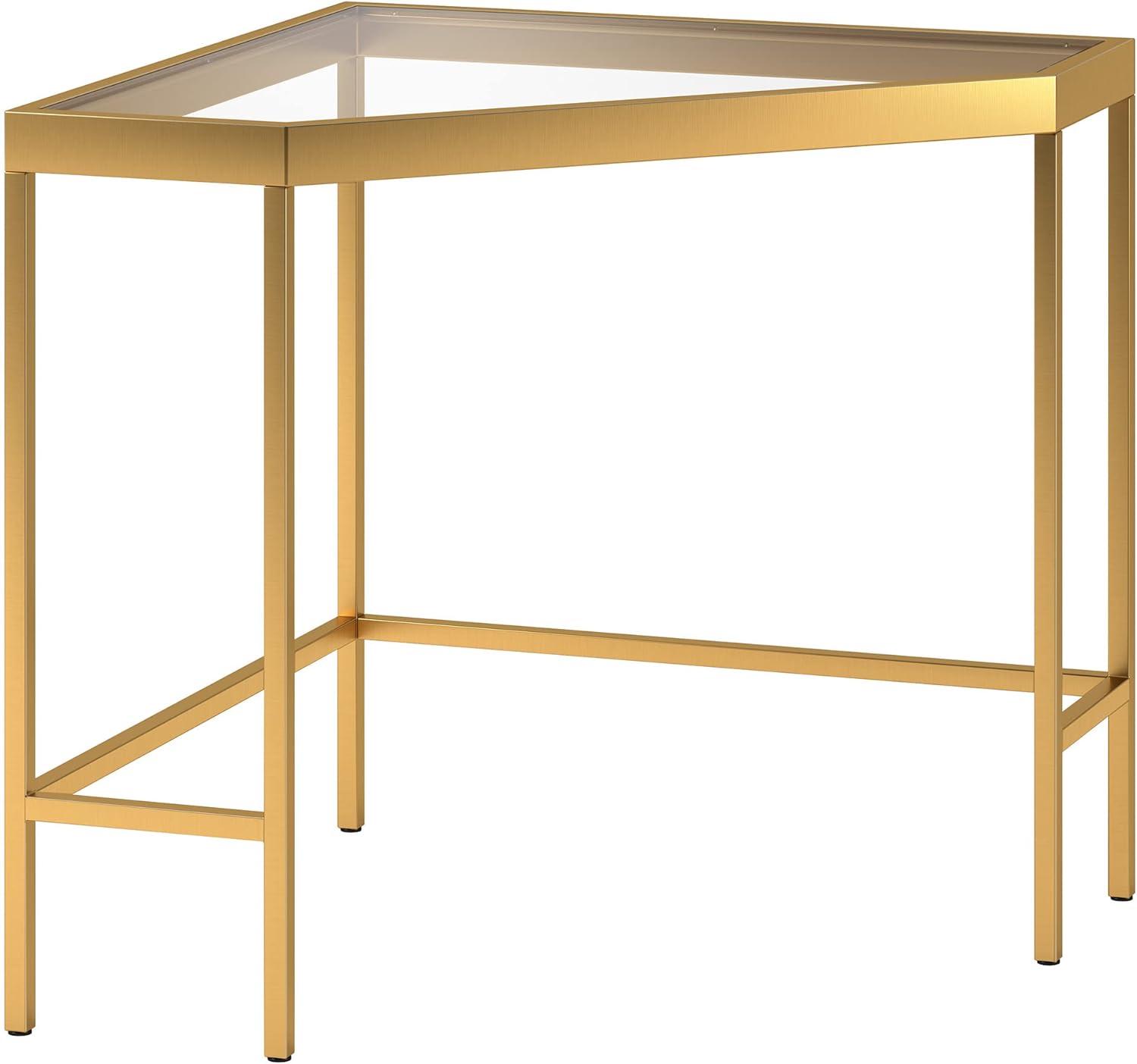 Henn&Hart 42" Brass Finish Metal/Glass Home Office