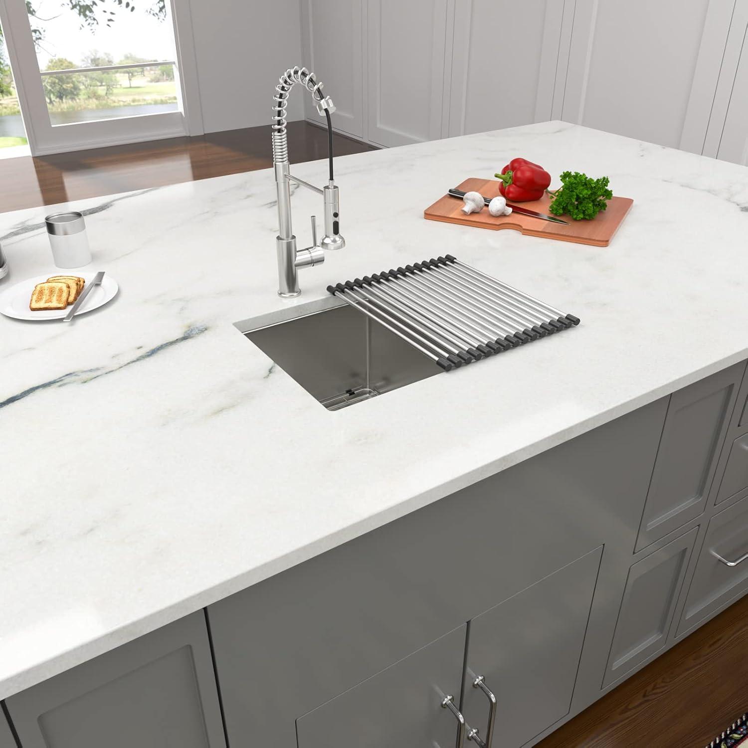 Lordear Undermount Kitchen Sinks 23 inch Small Undermount Bar Sink,16-Gauge Stainless Steel Single Bowl Bar Prep Kitchen Sink One Basin 23x18x10 Inch Handmade